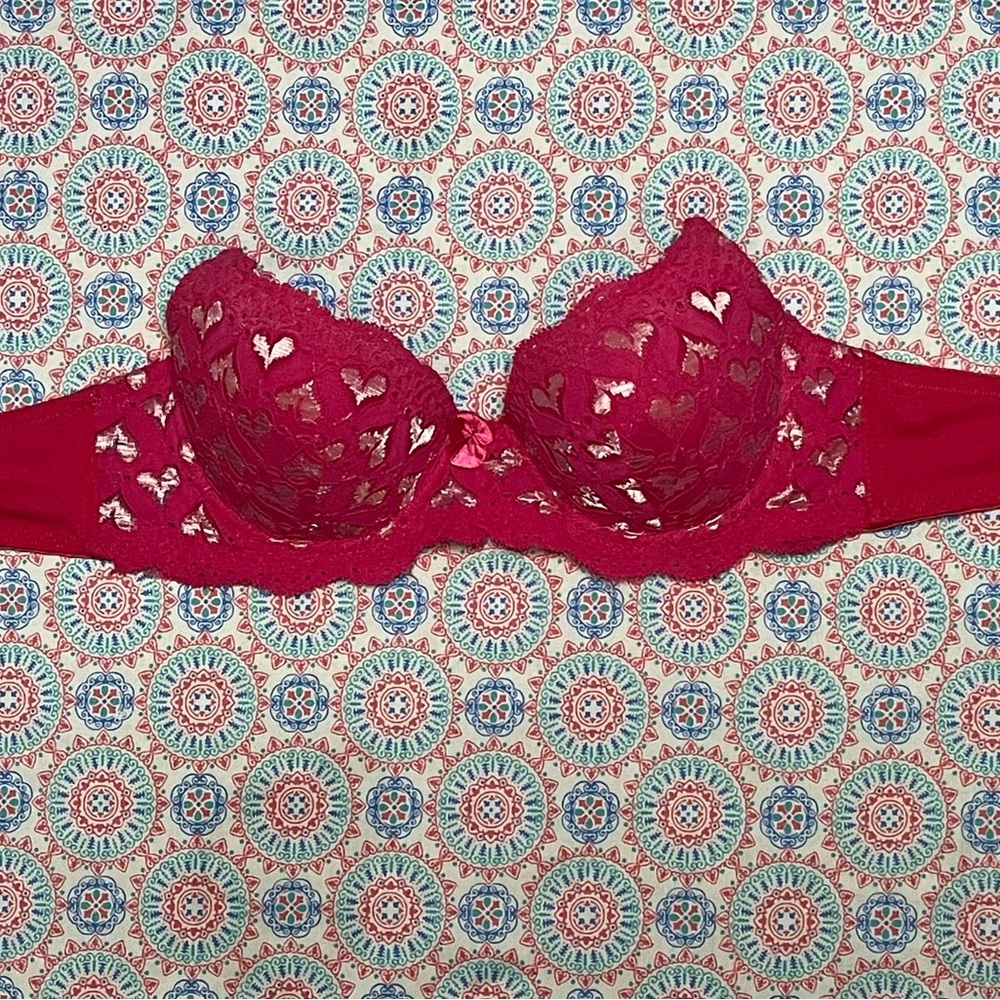 🌟❣️4/$10❣️🌟 34B Cacique Pink Lace Bra Intimates & Sleepwear silver hearts